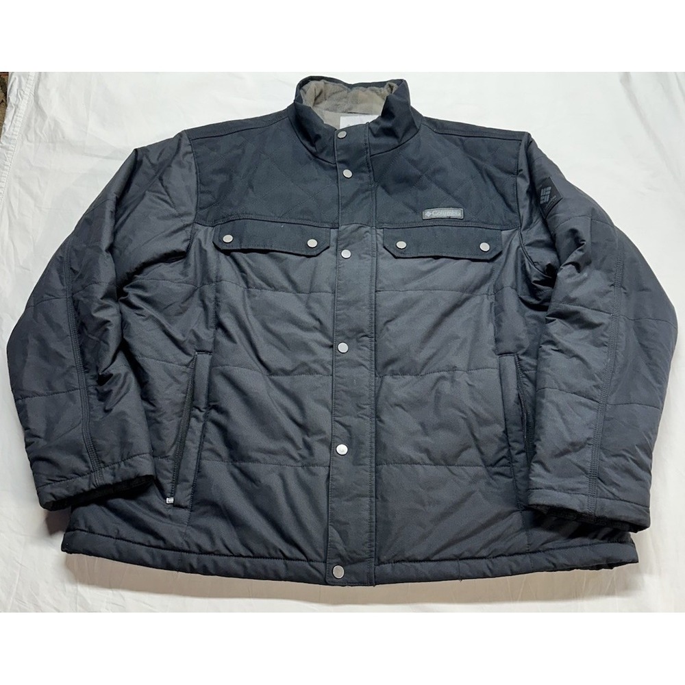 Columbia Puffer Coat Mens 2XL Black Polyester Warn Zipper Jacket